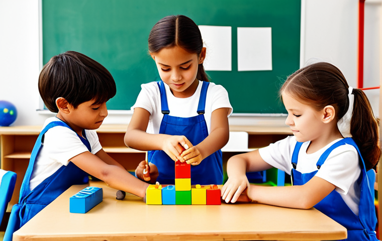 **

"A group of young children engaged in a construction game with building blocks in a brightly lit classroom, fully clothed, appropriate attire, safe for work, perfect anatomy, natural proportions, family-friendly, educational setting, well-formed hands, proper finger count, natural body proportions."

**