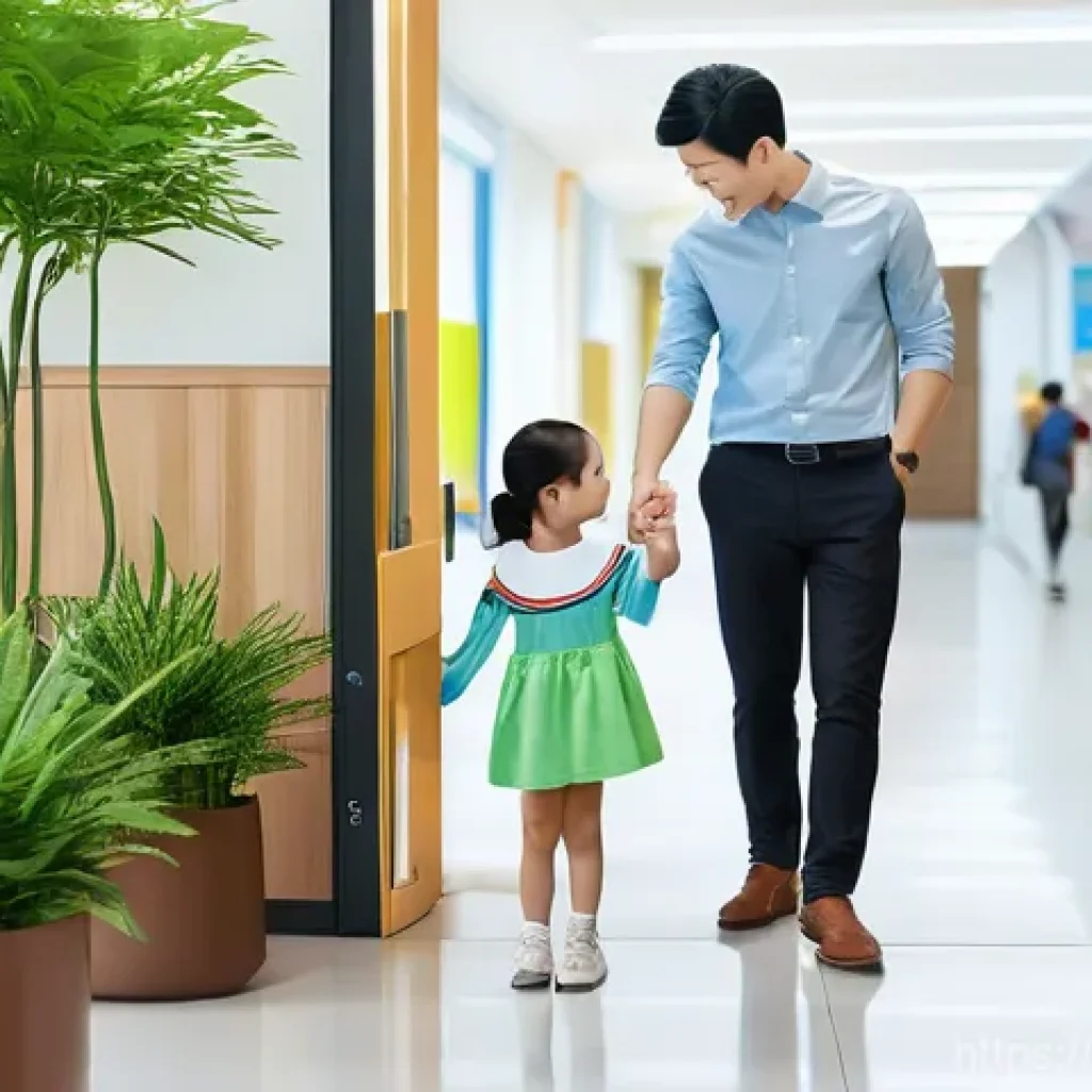 유아교육지도사로서 학부모와의 첫 상담 준비 - **Prompt 1: A Warm Welcome at the Entrance of a Children's Educational Center**
"A friendly fema...