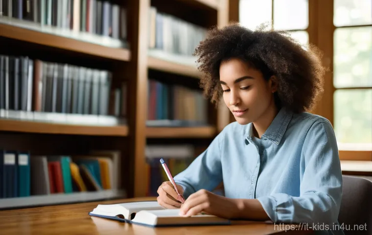 유아교육지도사 자격증 시험을 위한 필수 준비물 - **Prompt:** A dedicated young woman (20s, diverse ethnicity) deeply engrossed in her studies in a su...