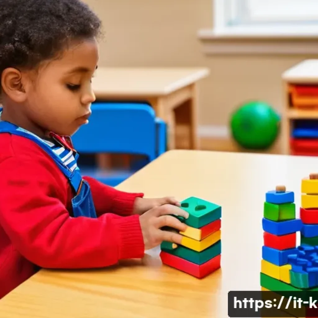 유아교육지도사로서 업무 일지 작성법 - **Prompt:** A vibrant classroom scene during free play. A 5-year-old child with a bright red shirt a...