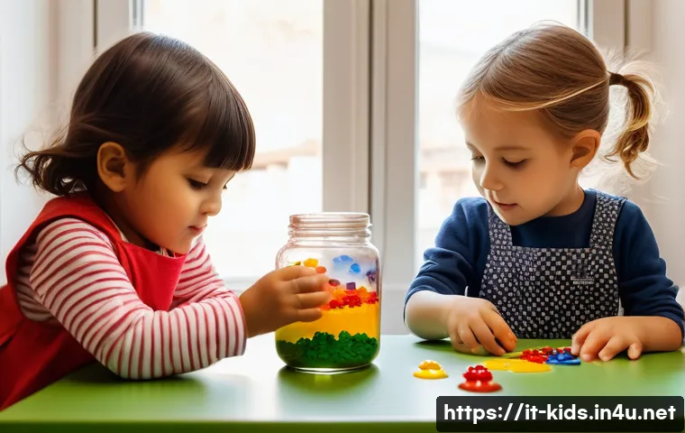 유아교육지도사 강의 중 활용할 수 있는 교육 기법 - **Prompt:** A sun-drenched kindergarten classroom in Rome, Italy. Five toddlers (ages 3-4) are engro...