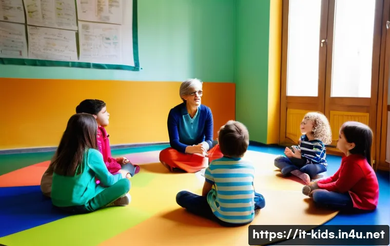 유아교육지도사로서 유용한 문구류 추천 - A warm and inviting classroom scene in an Italian primary school setting, featuring a diverse group ...