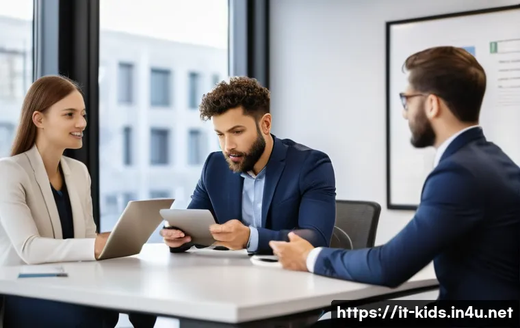 유아교육지도사로서의 상급자와의 소통 팁 - A professional office setting showing a diverse group of employees engaged in a meeting with their m...
