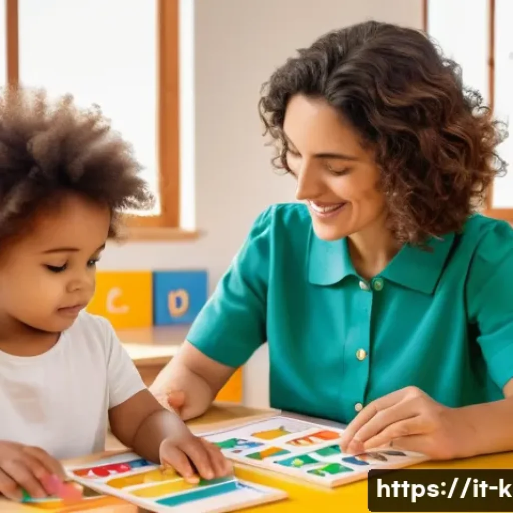 유아교육지도사 이직 준비 시 유용한 리소스 - A warm and inviting classroom scene in an Italian early childhood education center, featuring a prof...