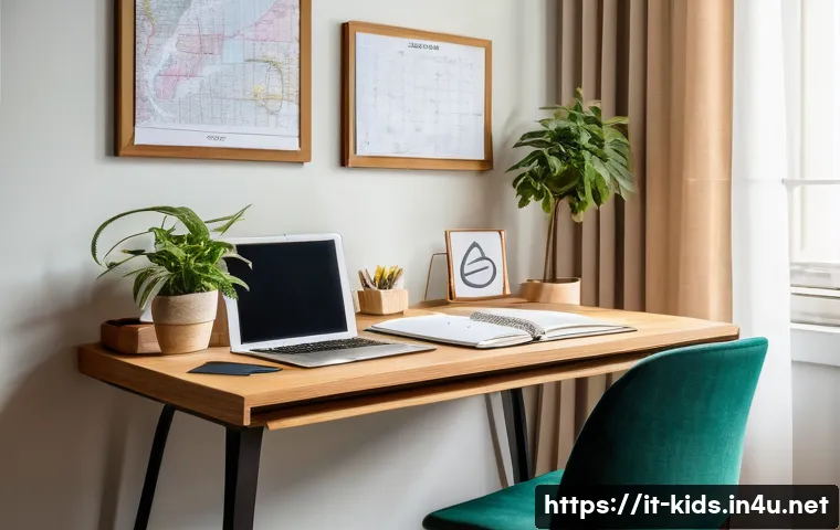 유아교육지도사 필기 시험 공부 플래너 - A cozy, well-organized study corner in a modern Italian apartment, featuring a tidy wooden desk with...