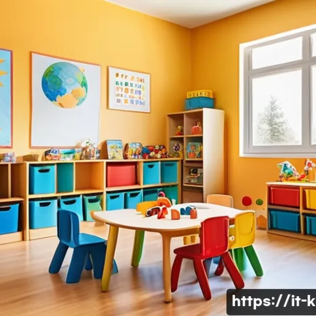 유아교육지도사 신입으로서 경력 목표 설정 - A warm, inviting early childhood classroom in an Italian preschool setting, featuring natural light ...
