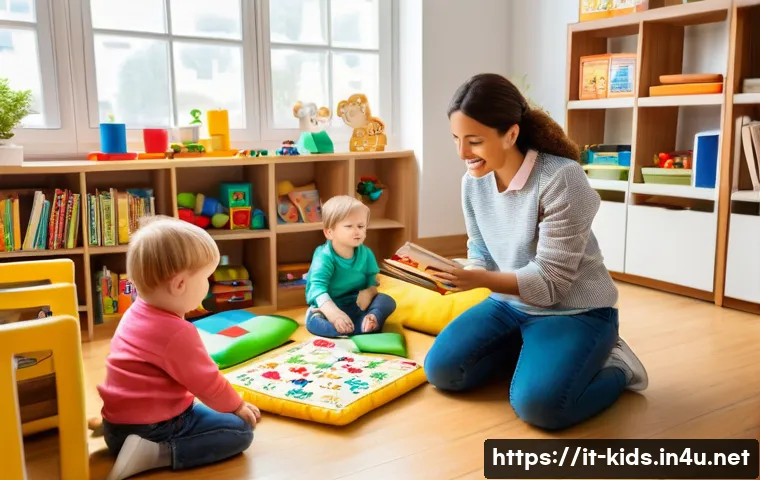 유아교육지도사 실기시험 대비 교육 자료 제작법 - A warm, well-organized early childhood education classroom in Italy, featuring colorful puzzle piece...