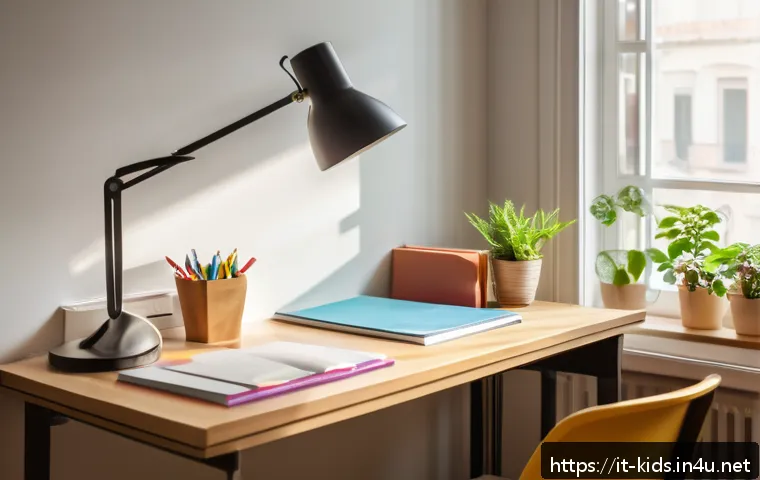 유아교육지도사 자격증 시험 대비 시간 관리 노하우 - A serene and tidy study room with a large window letting in natural sunlight, featuring a modern erg...