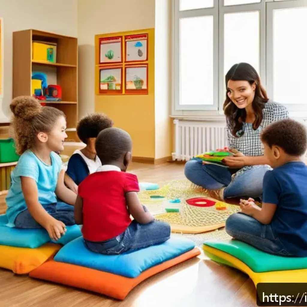 유아교육지도사 직무 기술서 작성법 - A warm and inviting preschool classroom in Italy, filled with natural light and colorful educational...