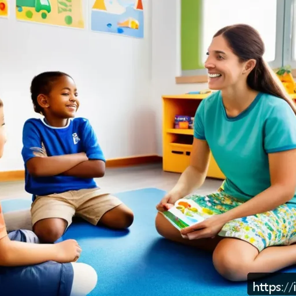 유아교육지도사 실기 시험 채점기준 - A warm and inviting early childhood classroom scene in Italy, featuring a calm female educator with ...