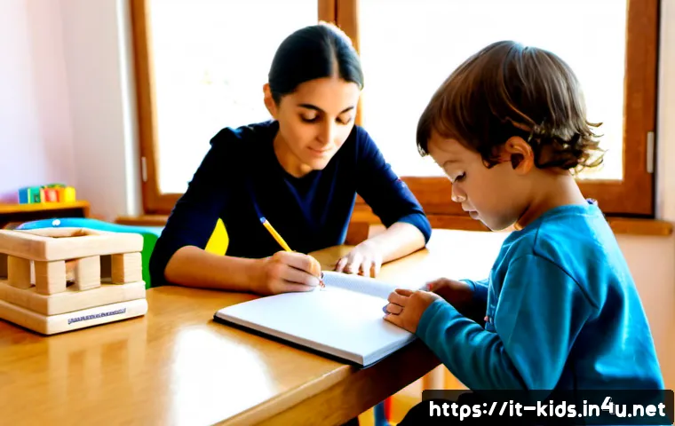 유아교육지도사 교육 사례 작성법 - Photorealistic early childhood education mentor in a bright Italian preschool classroom, thoughtfull...